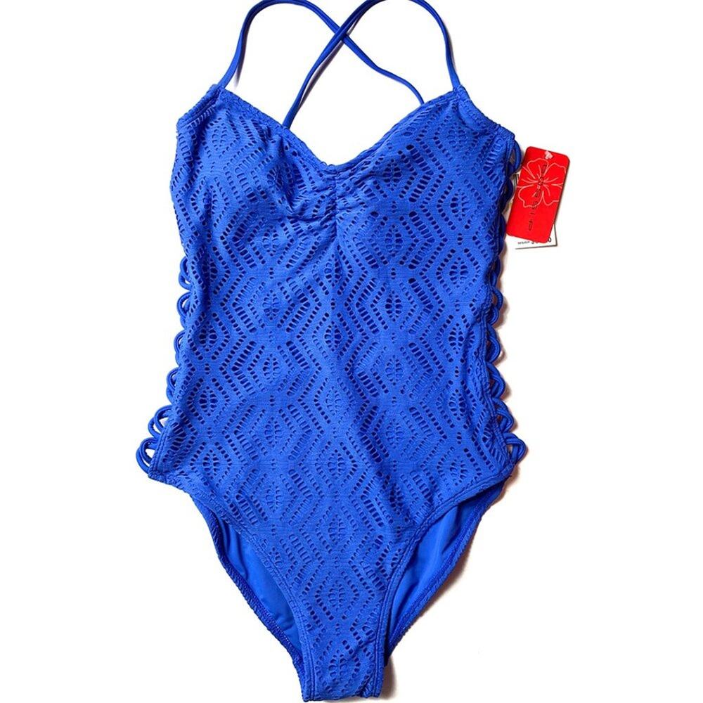 GOSSIP NWT Criss Cross Detail Blue One Piece Swimming Suit - Medium NWT